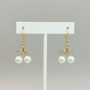 Petite Pearl Cherries Pierced Earrings